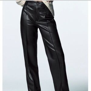 Zara Leather Straight Pants
